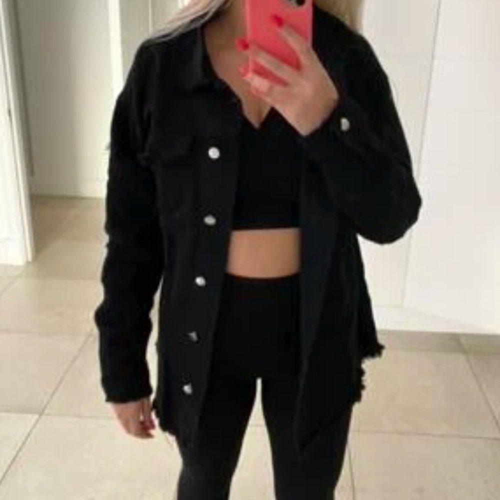 BLACK DENIM JACKET ROCK & ROLL - Picture 7 of 16